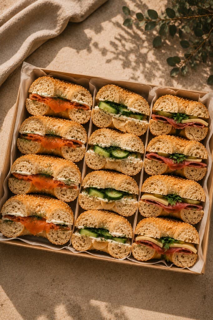 The Morning Spread — Our mixed bagel platter — salmon, deli & cream cheese
